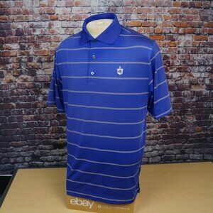 Footjoy Polo Golf Shirt Purple White Stripe Stretch Short Sleeve Mens M Medium